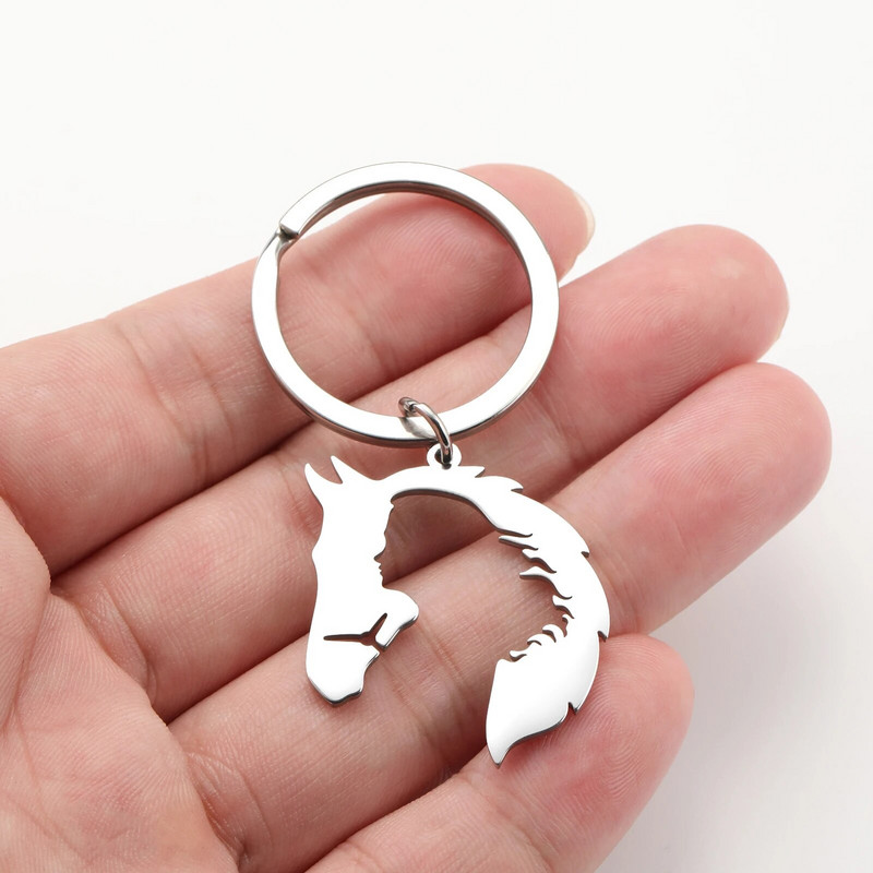 Skyirm zirga galvas atslēgu piekariņš sievietēm vīriešiem un meitenēm dāvanu auto atslēgu piekariņš kulons nerūsējošā tērauda rotaslietas mode