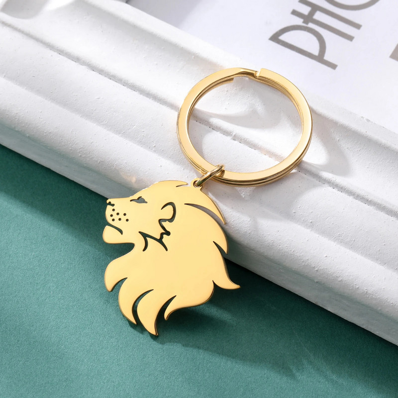 COOLTIME Punk Lion dzīvnieku kulons atslēgu piekariņš vīriešiem nerūsējošā tērauda Dzīvnieku automašīnas atslēgu piekariņš Hip Hop atslēgu piekariņš rotaslietas dzimšanas dienas dāvana