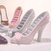 Βάση βάσης με δαχτυλίδι με δαχτυλίδια Δίσκος με ψηλά τακούνια σε σχήμα παπουτσιών Ράφι κοσμήματος Vintage στυλ Κουτί αποθήκευσης κοσμημάτων