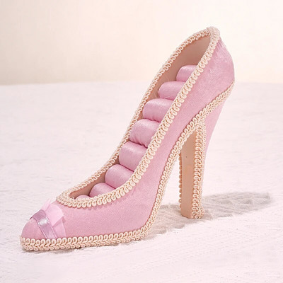 Βάση βάσης με δαχτυλίδι με δαχτυλίδια Δίσκος με ψηλά τακούνια σε σχήμα παπουτσιών Ράφι κοσμήματος Vintage στυλ Κουτί αποθήκευσης κοσμημάτων