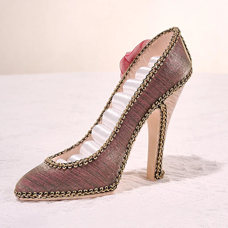 Βάση βάσης με δαχτυλίδι με δαχτυλίδια Δίσκος με ψηλά τακούνια σε σχήμα παπουτσιών Ράφι κοσμήματος Vintage στυλ Κουτί αποθήκευσης κοσμημάτων