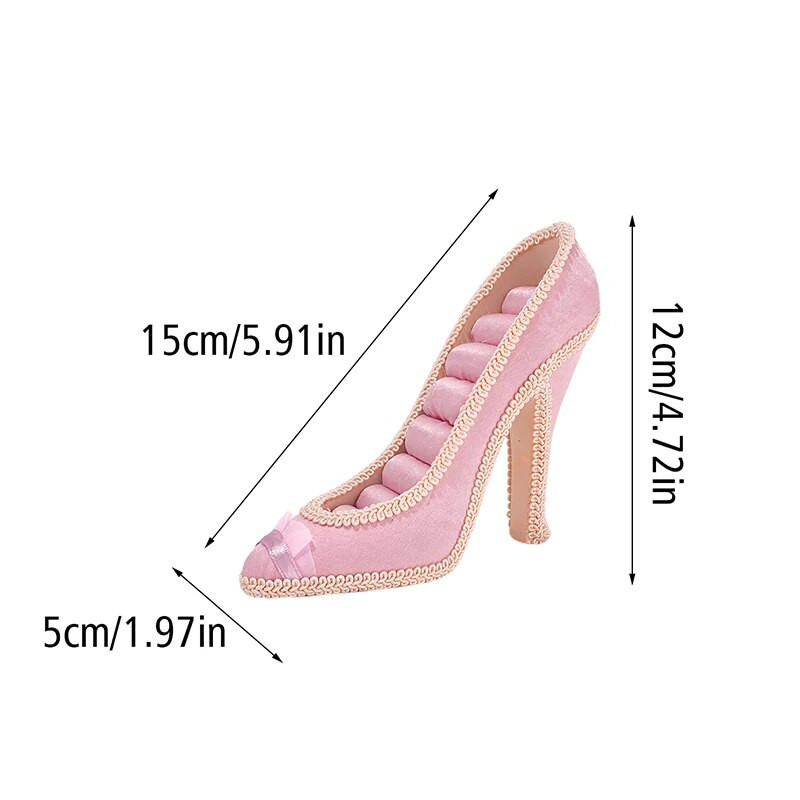 Βάση βάσης με δαχτυλίδι με δαχτυλίδια Δίσκος με ψηλά τακούνια σε σχήμα παπουτσιών Ράφι κοσμήματος Vintage στυλ Κουτί αποθήκευσης κοσμημάτων