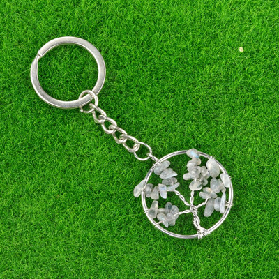 1Gb Dabīga akvamarīna ahāta grants apļveida garīgā dziedinošā kristāla dzīvības koka atslēgu piekariņa mugursoma piekarināma kulonu dekorēšana