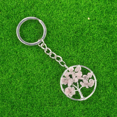 1Gb Dabīga akvamarīna ahāta grants apļveida garīgā dziedinošā kristāla dzīvības koka atslēgu piekariņa mugursoma piekarināma kulonu dekorēšana