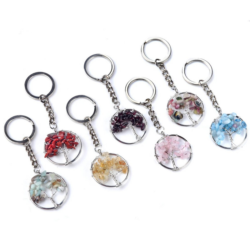 1Gb Dabīga akvamarīna ahāta grants apļveida garīgā dziedinošā kristāla dzīvības koka atslēgu piekariņa mugursoma piekarināma kulonu dekorēšana
