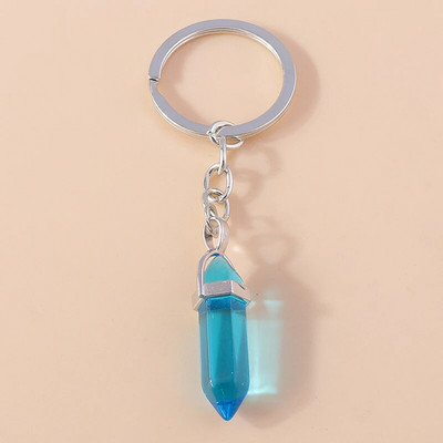 Ethnic Φυσικό Εξαγωνικό Στήλη Πολύτιμος Λίθος Μπρελόκ Χαλαζίας Κρεμαστό Μπρελόκ για Διακόσμηση τσάντα κλειδιού αυτοκινήτου Γούρι Αξεσουάρ κοσμημάτων