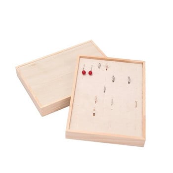 Дървени 48 решетки Пръстени Поставка Витрина за бижута Органайзер за съхранение Поставка за пръстени 24*18см