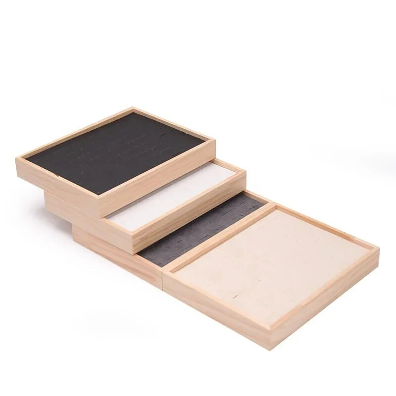 Koka 48 Režģi Gredzeni Paplāte Juvelierizstrādājumu Vitrīna Glabāšana Organizators Gredzenu displeja paplāte 24*18cm