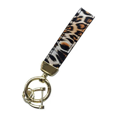 Leopard Print PU Leather O Rings Μπρελόκ αυτοκινήτου για γυναίκες 2021 New Cheetah Wrist Μπρελόκ Τσάντα Αξεσουάρ Κοσμήματα Χονδρική