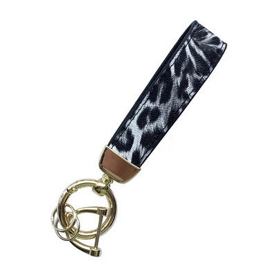 Leopard Print PU Leather O Rings Μπρελόκ αυτοκινήτου για γυναίκες 2021 New Cheetah Wrist Μπρελόκ Τσάντα Αξεσουάρ Κοσμήματα Χονδρική