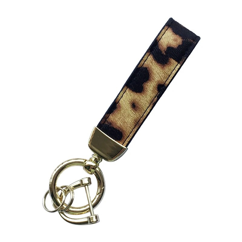 Leopard Print PU Leather O Rings Μπρελόκ αυτοκινήτου για γυναίκες 2021 New Cheetah Wrist Μπρελόκ Τσάντα Αξεσουάρ Κοσμήματα Χονδρική