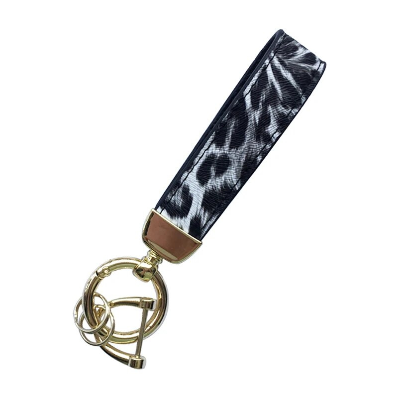 Leopard Print PU Leather O Rings Μπρελόκ αυτοκινήτου για γυναίκες 2021 New Cheetah Wrist Μπρελόκ Τσάντα Αξεσουάρ Κοσμήματα Χονδρική