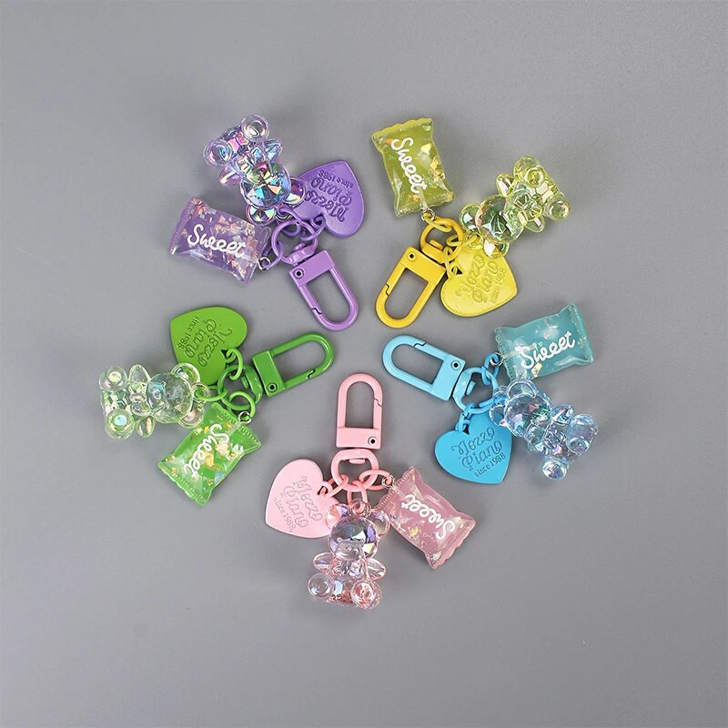 Bling Heart Animal Candy võtmehoidja võtmehoidja sõprade armastajatele Armas loominguline kott Auto kõrvaklappide karbi võtmetarvikud