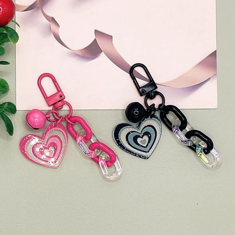 Jauks mirdzošs mīlestības sirds atslēgu piekariņš tālruņa ķēde akrila kulons atslēgu piekariņš pret pazaudēšanu ķēdes piekārtiem rotaslietām
