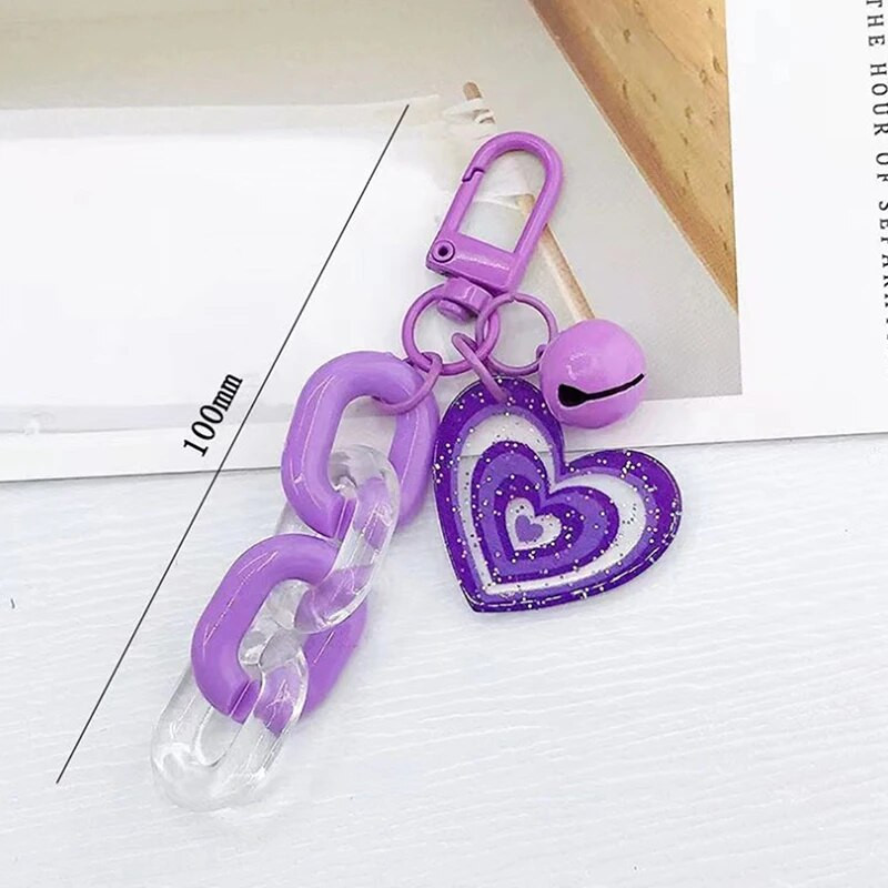 Jauks mirdzošs mīlestības sirds atslēgu piekariņš tālruņa ķēde akrila kulons atslēgu piekariņš pret pazaudēšanu ķēdes piekārtiem rotaslietām