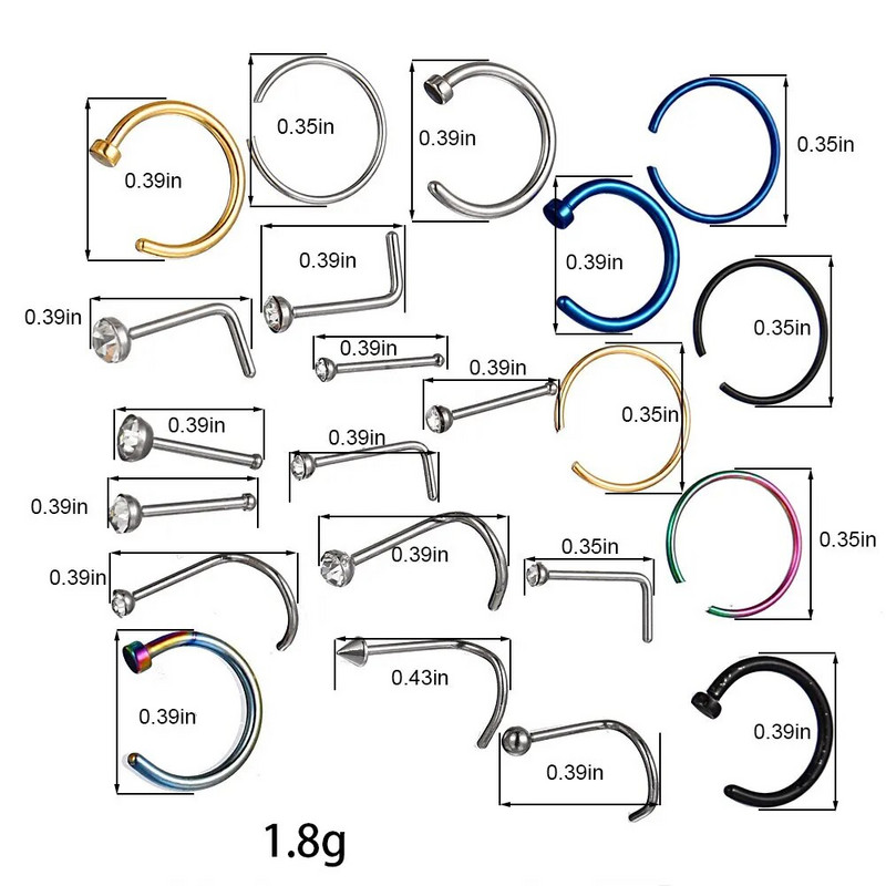 22 komada odijela, lažne naušnice za nos, modni punk ženski nakit bez piercinga u nosu