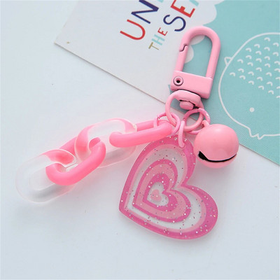 Κρεμαστό μπρελόκ με καρδιές μόδας ρητίνης με κουδούνι Creative Women Πολύχρωμη πλαστική αλυσίδα με μπρελόκ Αξεσουάρ θήκη ακουστικών