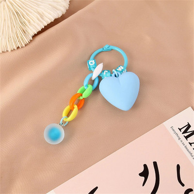 Κρεμαστό μπρελόκ με καρδιές μόδας ρητίνης με κουδούνι Creative Women Πολύχρωμη πλαστική αλυσίδα με μπρελόκ Αξεσουάρ θήκη ακουστικών