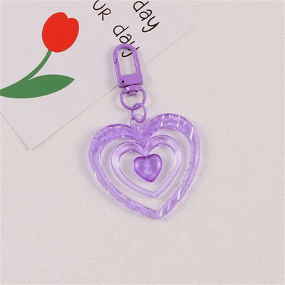 Κρεμαστό μπρελόκ με καρδιές μόδας ρητίνης με κουδούνι Creative Women Πολύχρωμη πλαστική αλυσίδα με μπρελόκ Αξεσουάρ θήκη ακουστικών