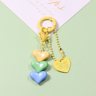 Κρεμαστό μπρελόκ με καρδιές μόδας ρητίνης με κουδούνι Creative Women Πολύχρωμη πλαστική αλυσίδα με μπρελόκ Αξεσουάρ θήκη ακουστικών