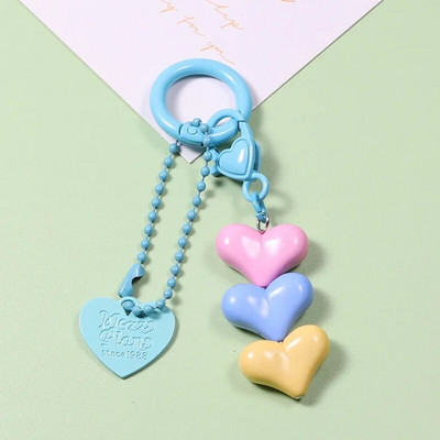 Κρεμαστό μπρελόκ με καρδιές μόδας ρητίνης με κουδούνι Creative Women Πολύχρωμη πλαστική αλυσίδα με μπρελόκ Αξεσουάρ θήκη ακουστικών