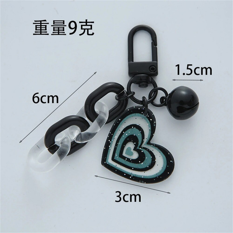 Κρεμαστό μπρελόκ με καρδιές μόδας ρητίνης με κουδούνι Creative Women Πολύχρωμη πλαστική αλυσίδα με μπρελόκ Αξεσουάρ θήκη ακουστικών