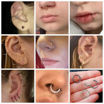 1PC Шарнирни сегментни пръстени с обръч за нос Дамски пръстени за нос от хирургическа стомана Пръстен за преграда за кликване Ухо Daith Hoop Обеца за пиърсинг Бижута