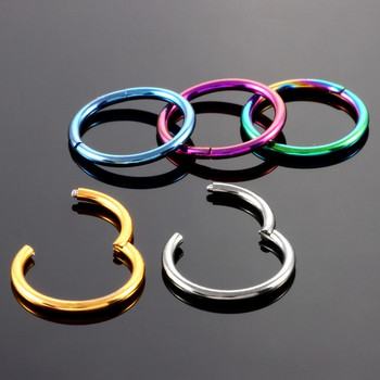 1PC Шарнирни сегментни пръстени с обръч за нос Дамски пръстени за нос от хирургическа стомана Пръстен за преграда за кликване Ухо Daith Hoop Обеца за пиърсинг Бижута