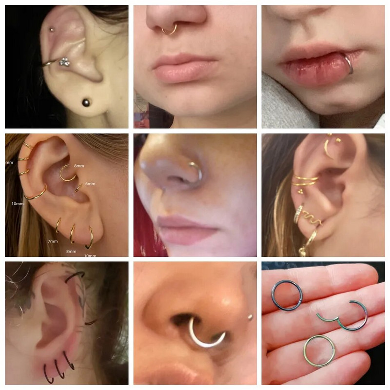 1 tk hingedega segmendiga ninarõngasrõngad naistele kirurgilisest terasest ninarõngad vaheseina klikirõngas kõrva Daith rõngas kõrvarõngas augustamine ehted