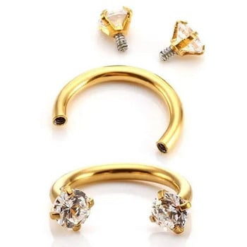 1PC Мода от неръждаема стомана Crystal CZ Hoop Жени Tragus хрущял Helix Studs Обеци Conch Rook Daith Lobe Пиърсинг Бижута