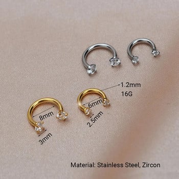 1PC Мода от неръждаема стомана Crystal CZ Hoop Жени Tragus хрущял Helix Studs Обеци Conch Rook Daith Lobe Пиърсинг Бижута