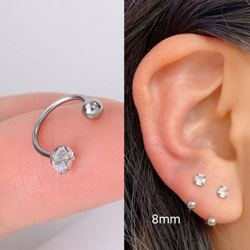 1PC Мода от неръждаема стомана Crystal CZ Hoop Жени Tragus хрущял Helix Studs Обеци Conch Rook Daith Lobe Пиърсинг Бижута