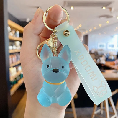 Modes panku franču buldogu atslēgu piekariņš kristāla suns atslēgu piekariņš sievietēm soma kulons rotaslietas mazi aksesuāri vīriešu automašīnas atslēgu piekariņš