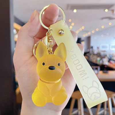 Modes panku franču buldogu atslēgu piekariņš kristāla suns atslēgu piekariņš sievietēm soma kulons rotaslietas mazi aksesuāri vīriešu automašīnas atslēgu piekariņš