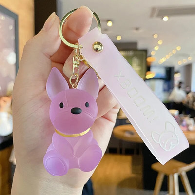 Modes panku franču buldogu atslēgu piekariņš kristāla suns atslēgu piekariņš sievietēm soma kulons rotaslietas mazi aksesuāri vīriešu automašīnas atslēgu piekariņš