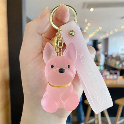 Modes panku franču buldogu atslēgu piekariņš kristāla suns atslēgu piekariņš sievietēm soma kulons rotaslietas mazi aksesuāri vīriešu automašīnas atslēgu piekariņš