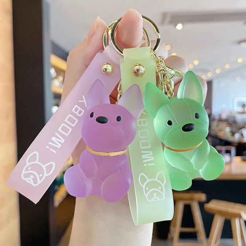 Modes panku franču buldogu atslēgu piekariņš kristāla suns atslēgu piekariņš sievietēm soma kulons rotaslietas mazi aksesuāri vīriešu automašīnas atslēgu piekariņš