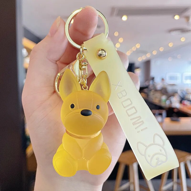 Modes panku franču buldogu atslēgu piekariņš kristāla suns atslēgu piekariņš sievietēm soma kulons rotaslietas mazi aksesuāri vīriešu automašīnas atslēgu piekariņš