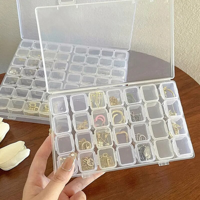 28 Grids Plastic Jewelry Storage Box Necklace Earrings Rings Jewelry Packaging Organizer Portable Pill Medicine Storage Box