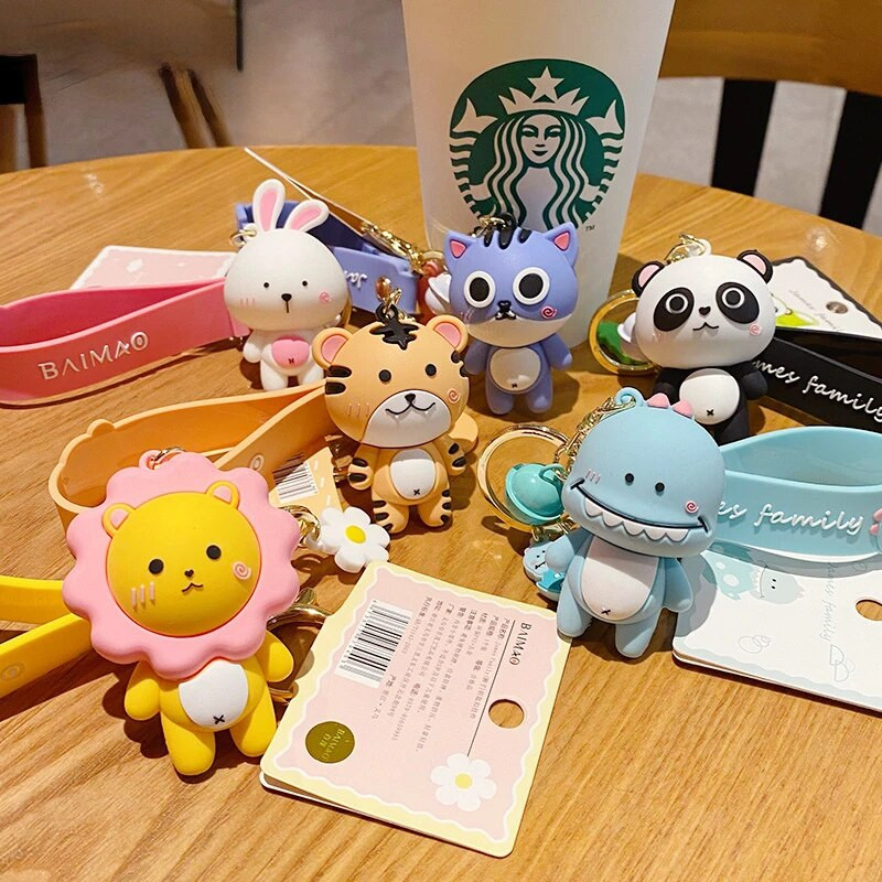 Radošs modes oriģināls dzīvnieku ģimenes atslēgu piekariņš, sieviešu piekariņš grāmatu somām