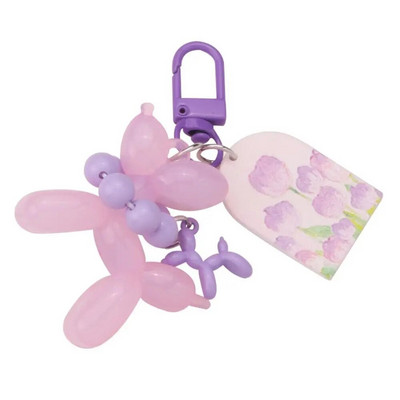 Õhupalli kutsika võtmehoidja mood armas Kawaii tulbi ripats Loominguline koer tarretisega koera võtmehoidja paar