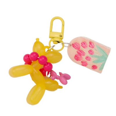 Õhupalli kutsika võtmehoidja mood armas Kawaii tulbi ripats Loominguline koer tarretisega koera võtmehoidja paar