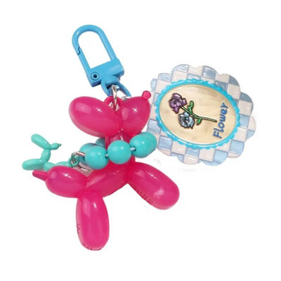 Õhupalli kutsika võtmehoidja mood armas Kawaii tulbi ripats Loominguline koer tarretisega koera võtmehoidja paar