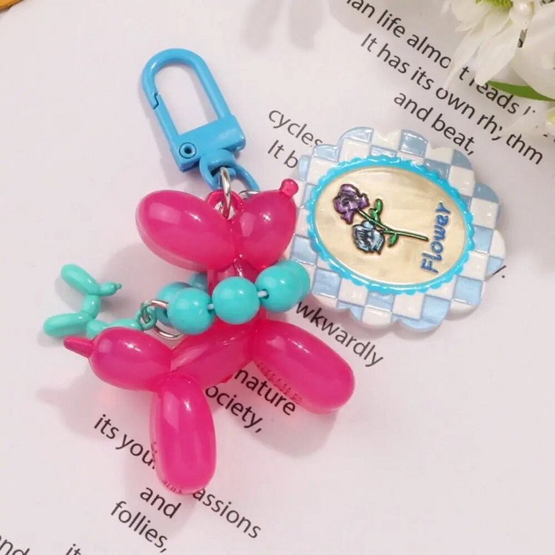 Õhupalli kutsika võtmehoidja mood armas Kawaii tulbi ripats Loominguline koer tarretisega koera võtmehoidja paar