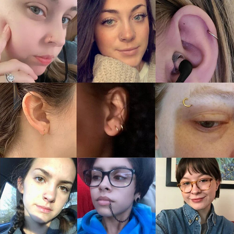 Ķirurģiskā tērauda Mazie deguna gredzeni Ķermeņa klipši Stīpa 16G 18G 20G Tragus starpsiena skrimšļa pīrsings Rotaslietas Sievietēm Vīriešiem Dāvana