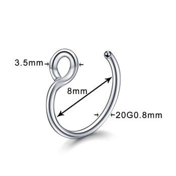 1 τμχ από ανοξείδωτο ατσάλι Fake Nose Ring Hoop Septum Rings C Clip Ring Lip Earring for Women Fake piercing body κοσμήματα μη τρυπημένα