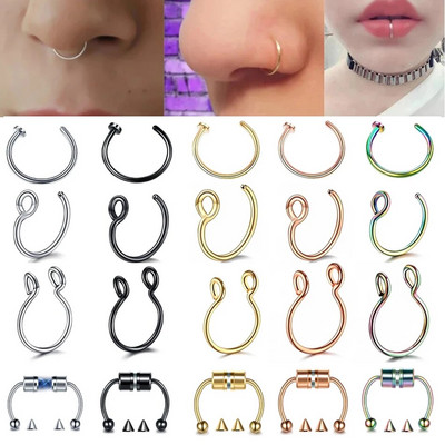 1 buc din oțel inoxidabil pentru nas fals inel inel septum inele C Clip pentru buze cercei pentru femei piercing fals bijuterii pentru corp non-piercing