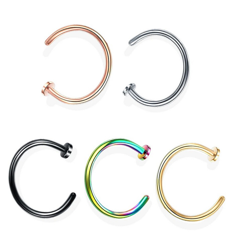 1 gab. Nerūsējošā tērauda viltus deguna gredzena stīpa starpsienas gredzeni C klipu lūpu gredzens auskari sievietēm viltus pīrsings ķermeņa rotaslietas bez caurduršanas