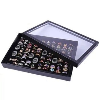 Νέο 1PC Universal Jewelry 100 Slots Rings Display Stand Storage Box Δαχτυλίδι Box Jewelry Organizer Θήκη βιτρίνας