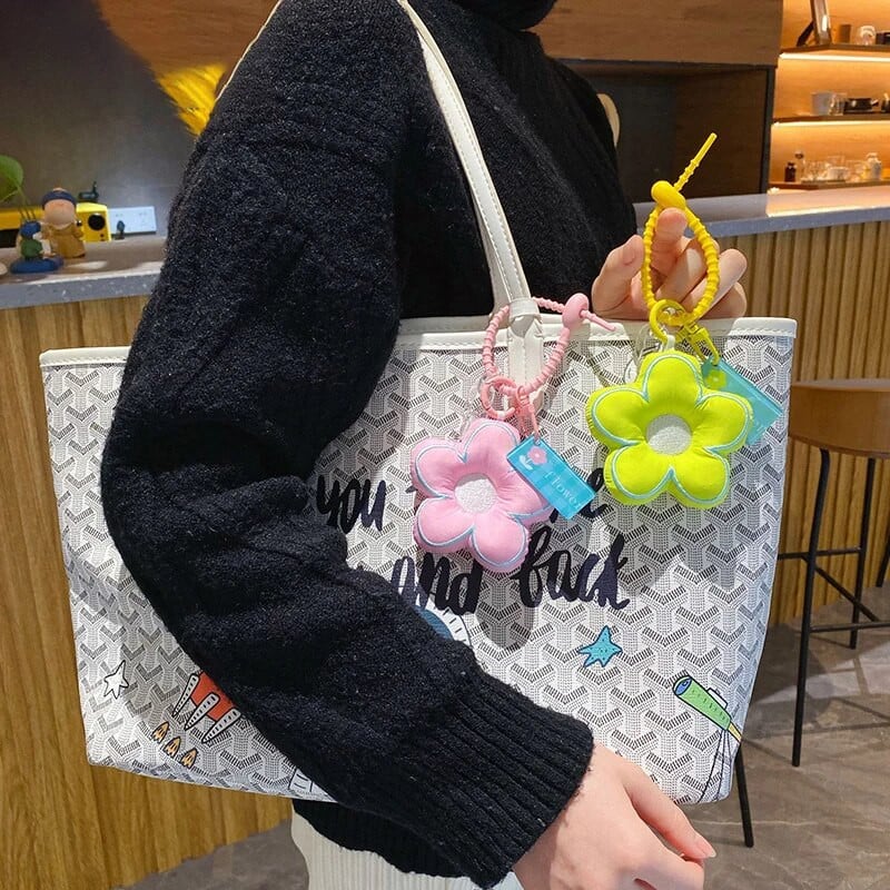 Modes pildīti atslēgu piekariņi kulonu soma piekariņi ar ziediem aksesuāri rokassomu rotājumi Jauka štrope automašīnas atslēgu ķēde